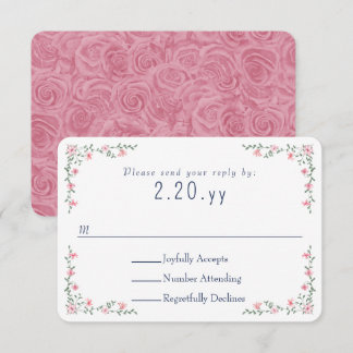 Carte de réponse de mariage à bordure de vigne de 