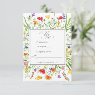 Carte de réponse de mariage à cadre de fleur sauva