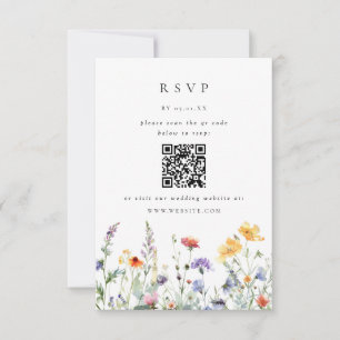 Carte de réponse de mariage à code QR Wildflower