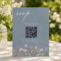 Carte de réponse de mariage à code QR Wildflower D