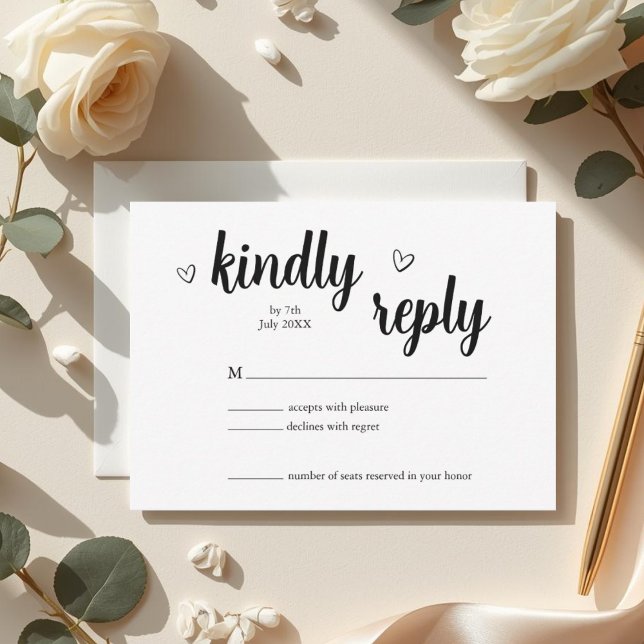 Carte de réponse de mariage à cœur minimaliste (Créateur téléchargé)