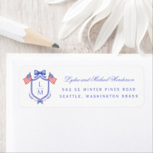 Carte de réponse de mariage à crête patriotique