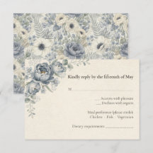 Carte de réponse de mariage à fleurs française ble