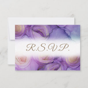 Carte de réponse de mariage à fleurs violettes