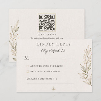 Carte de réponse de mariage à la branche d'olive b