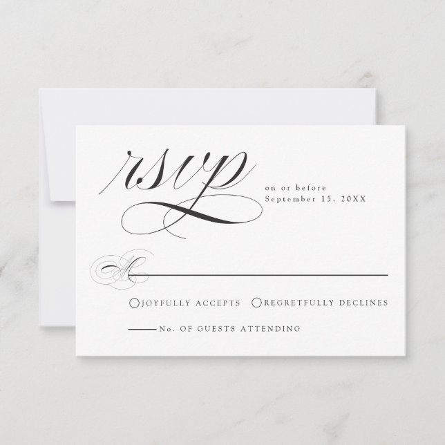 Carte de réponse de mariage à la calligraphie élég (Devant)