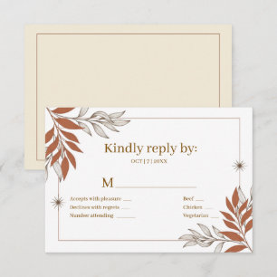 Carte de réponse de mariage à la feuille de terre