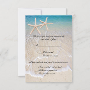 Carte de réponse de mariage à la plage Starfish