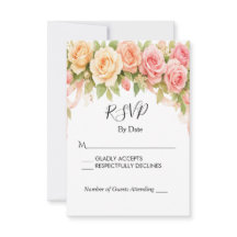 Carte de réponse de mariage à la rose florale vint