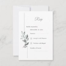 Carte de réponse de mariage à la végétation noir e
