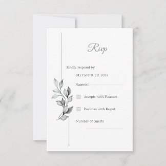 Carte de réponse de mariage à la végétation noir e