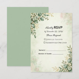 Carte de réponse de mariage à la verdure d'eucalyp