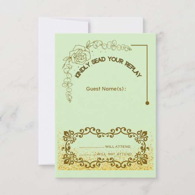 Carte de réponse de mariage à la verdure florale (Devant)
