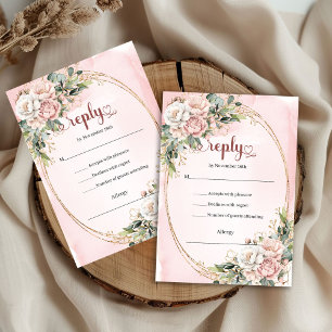 Carte de réponse de mariage à l'aquarelle avec ver