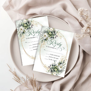 Carte de réponse de mariage à l'aquarelle botaniqu