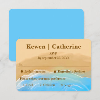 Carte de réponse de mariage à l'aquarelle de plage