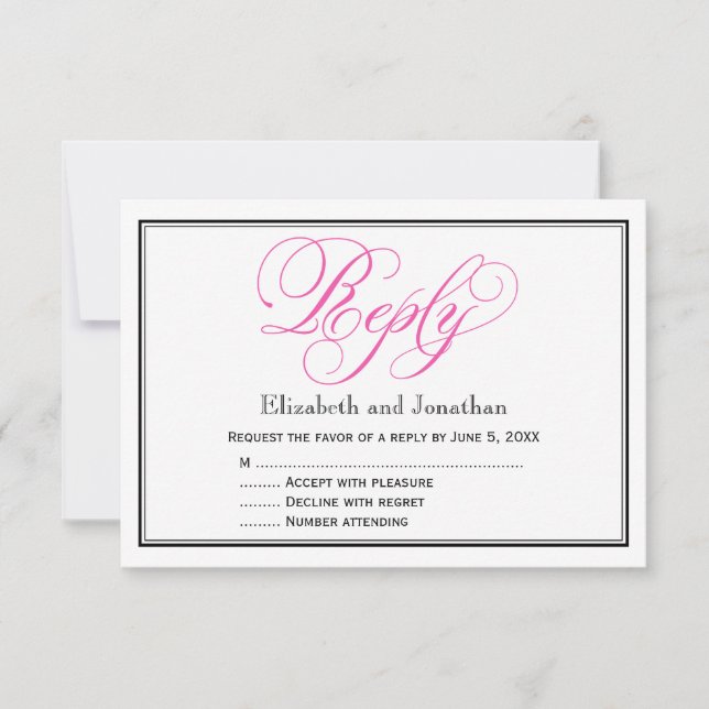 Carte de réponse de mariage à l'écriture calligrap (Devant)