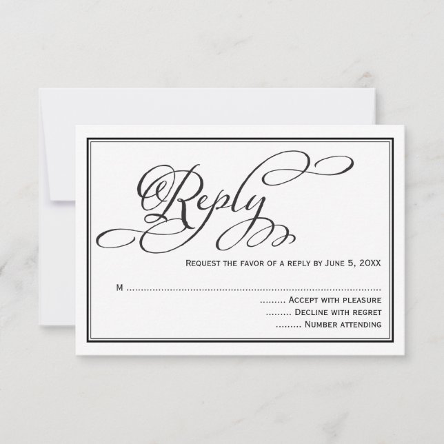 Carte de réponse de mariage à l'écriture calligrap (Devant)