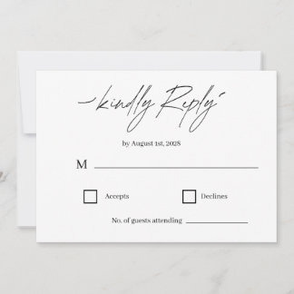 Carte de réponse de mariage à l'écriture élégante