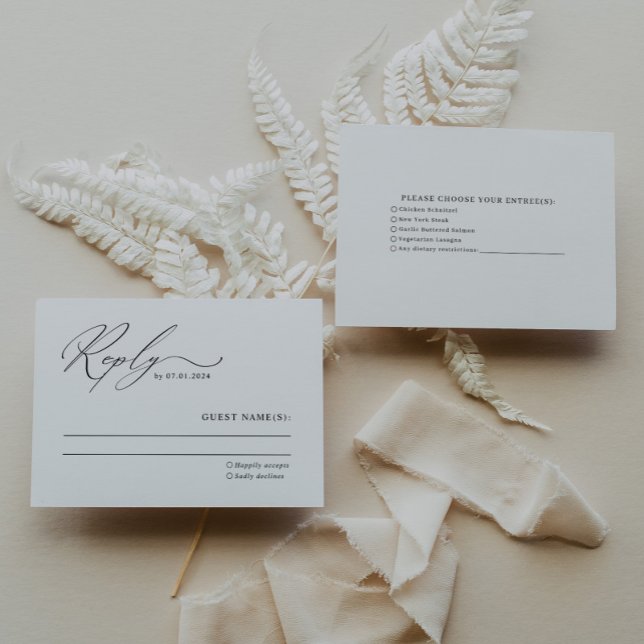 Carte de réponse de mariage à l'écriture élégante  (Créateur téléchargé)