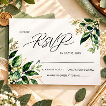 Carte de réponse de mariage à l'eucalyptus avec ve