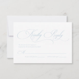 Carte de réponse de mariage à monogramme bleu clai