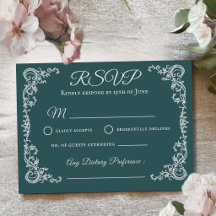 Carte de réponse de mariage à monogramme floral vi