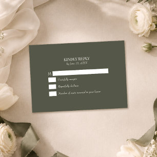 Carte de réponse de mariage à monogramme olive fon