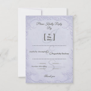 Carte de réponse de mariage à motif floral violet