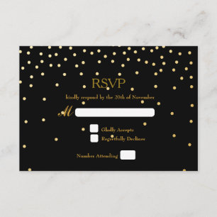 Carte de réponse de mariage à points de confettis