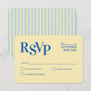 Carte de réponse de mariage à rayures cabane ondul