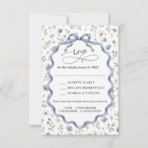 Carte de réponse de mariage à ruban fleur sauvage
