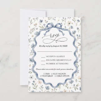 Carte de réponse de mariage à ruban fleur sauvage