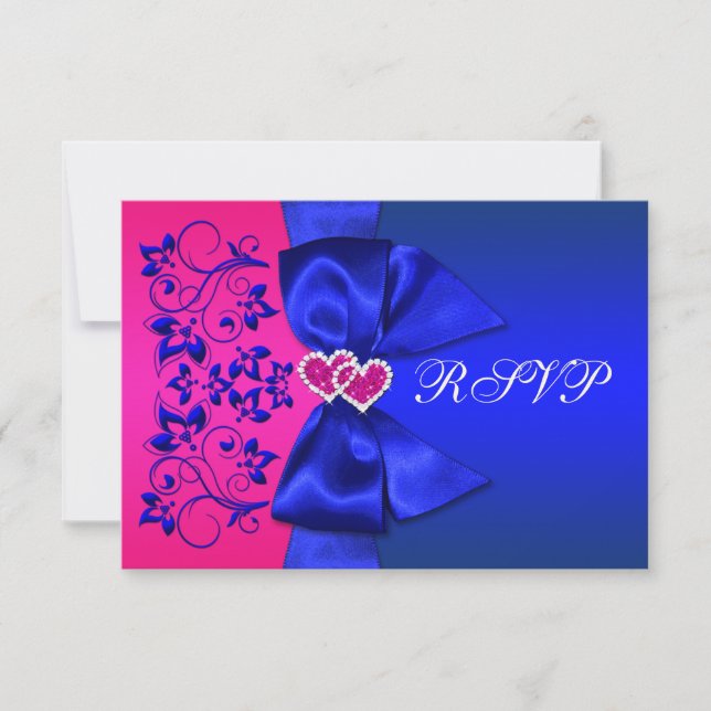 CARTE DE RÉPONSE DE MARIAGE À RUBAN IMPRIMÉ Fleurs (Devant)