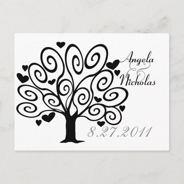 Carte de réponse de mariage Arbre de l'amitié (Devant)