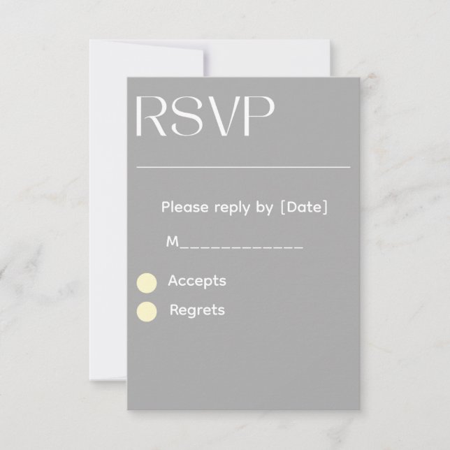 Carte de réponse de mariage argentée – Modifiable  (Devant)