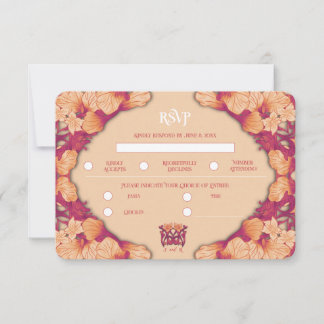 Carte de réponse de mariage Art Nouveau aquarelle