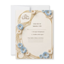 Carte de réponse de mariage Art Nouveau pastel ble