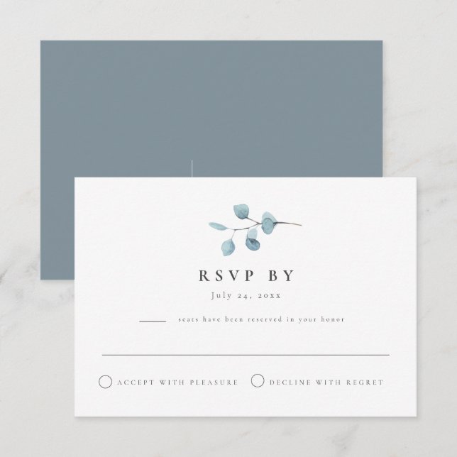 Carte de réponse de mariage ARYA Rustique Eucalypt (Devant / Derrière)