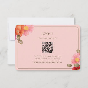 Carte de réponse de mariage au coquelicot aquarell