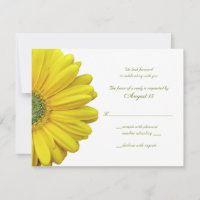 Carte de réponse de mariage au gérbera jaune