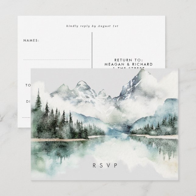 carte de réponse de mariage au lac de la forêt rus (Devant / Derrière)