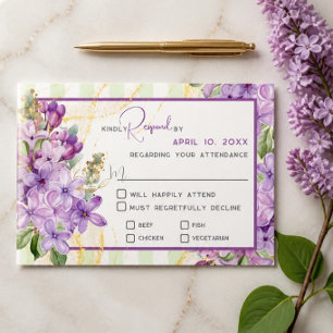 Carte de réponse de mariage au lilas pourpre