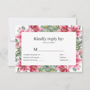 Carte de réponse de mariage au lys Stargazer rose