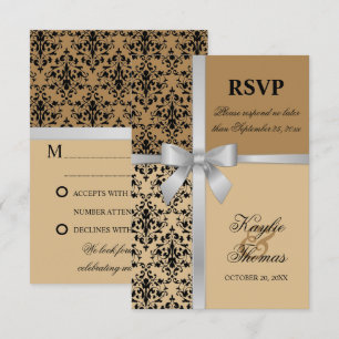 Carte de réponse de mariage automnal avec ruban ar