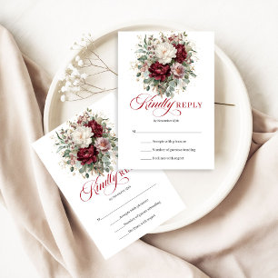 Carte de réponse de mariage aux fleurs dorées de B