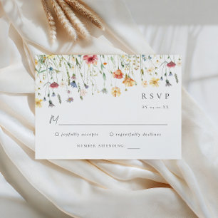 Carte de réponse de mariage aux fleurs sauvages pa
