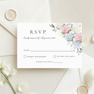 Carte de réponse de mariage aux hortensias rose bl