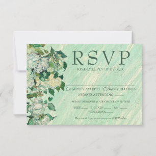 Carte de réponse de mariage aux roses de Van Gogh