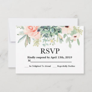 Carte de réponse de mariage aux succulentes